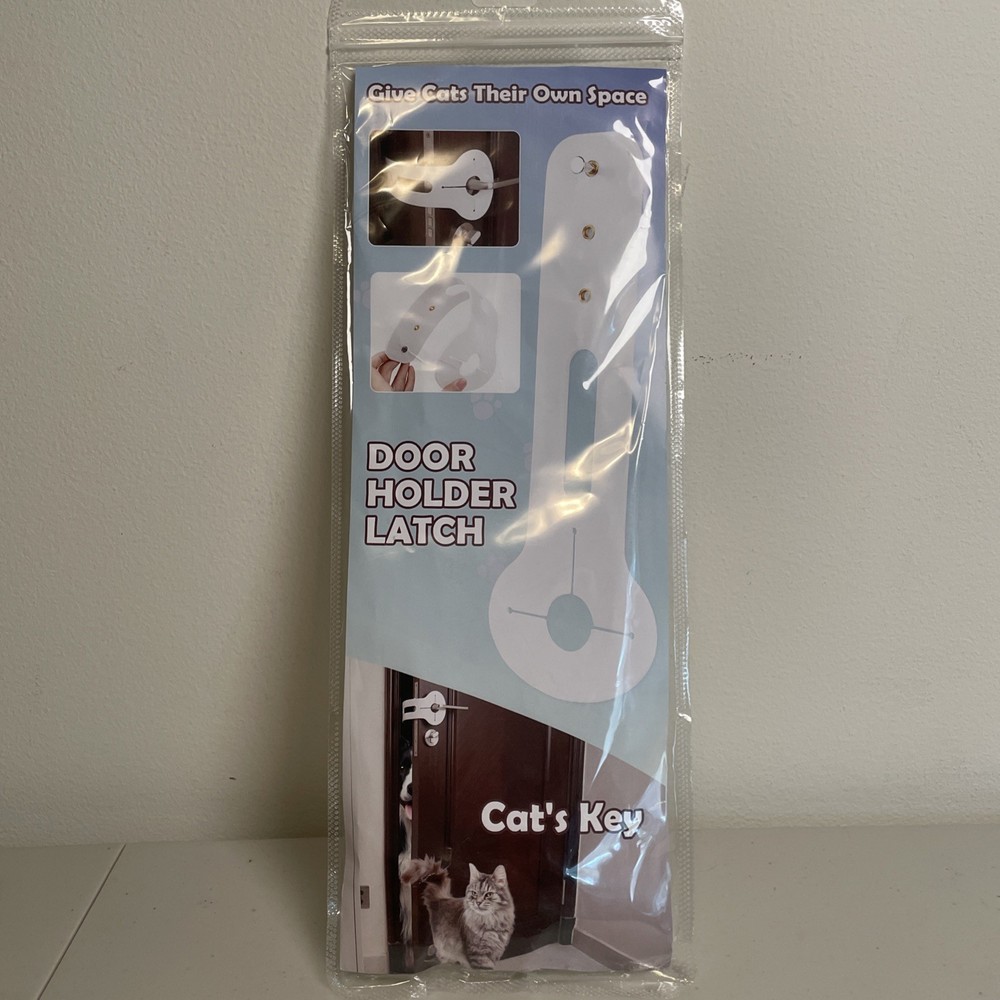 Cat’s Key Door Holder Latch White New-Give Cat’s Entry Access- Adjustable