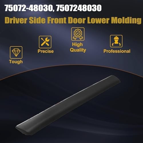 Black Driver Left Side Front Door Lower Molding 75072-0E010 Compatible with