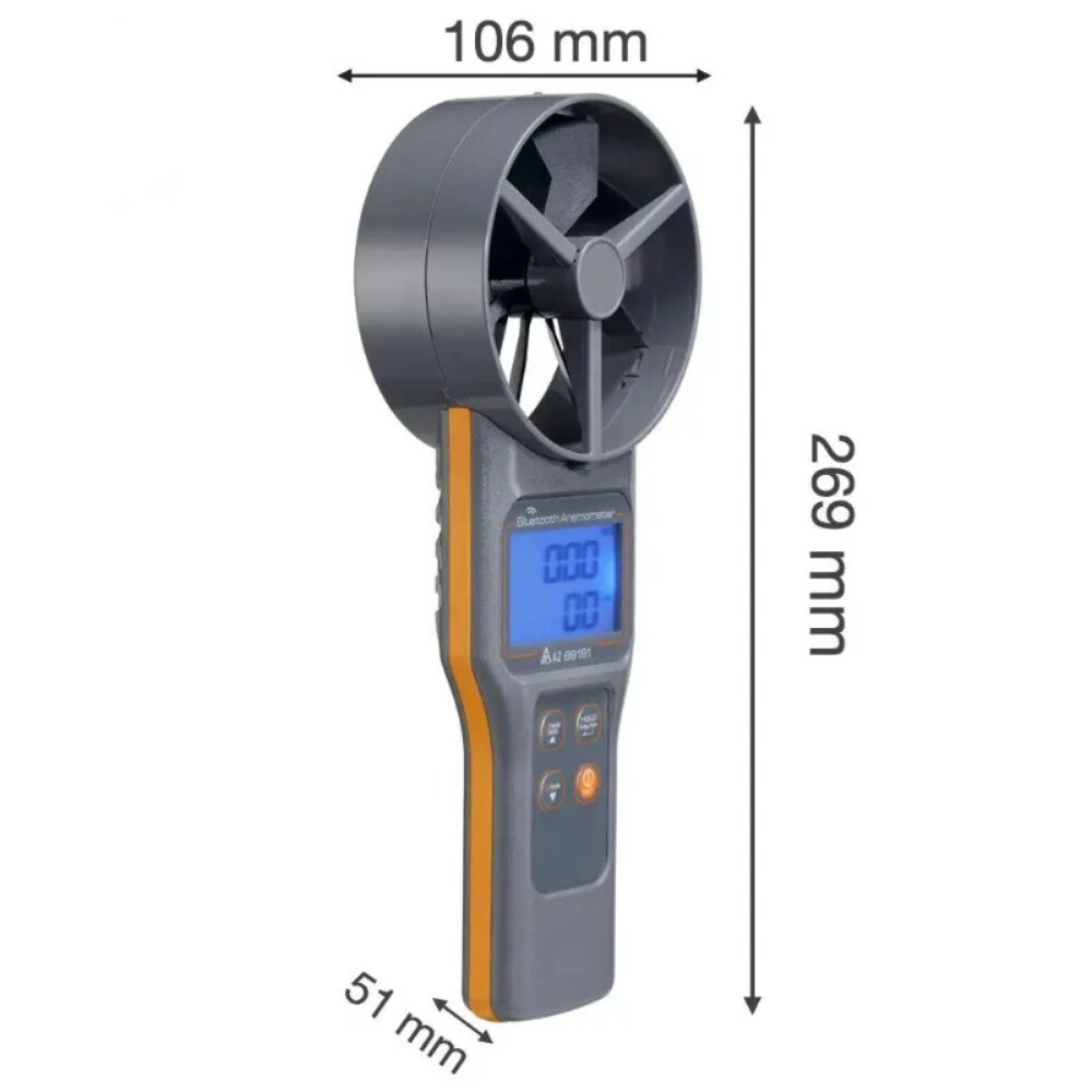 AZ89191 Bluetooth Temp./CO2 Anemometer Wind Speed Meter Air Velocity Tester