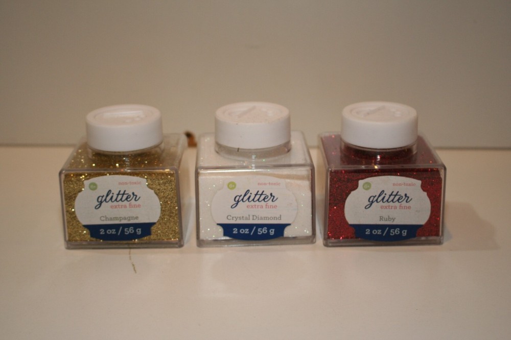 Extra Fine Crystal Diamond, Champagne, Ruby Glitter 2 Oz jars