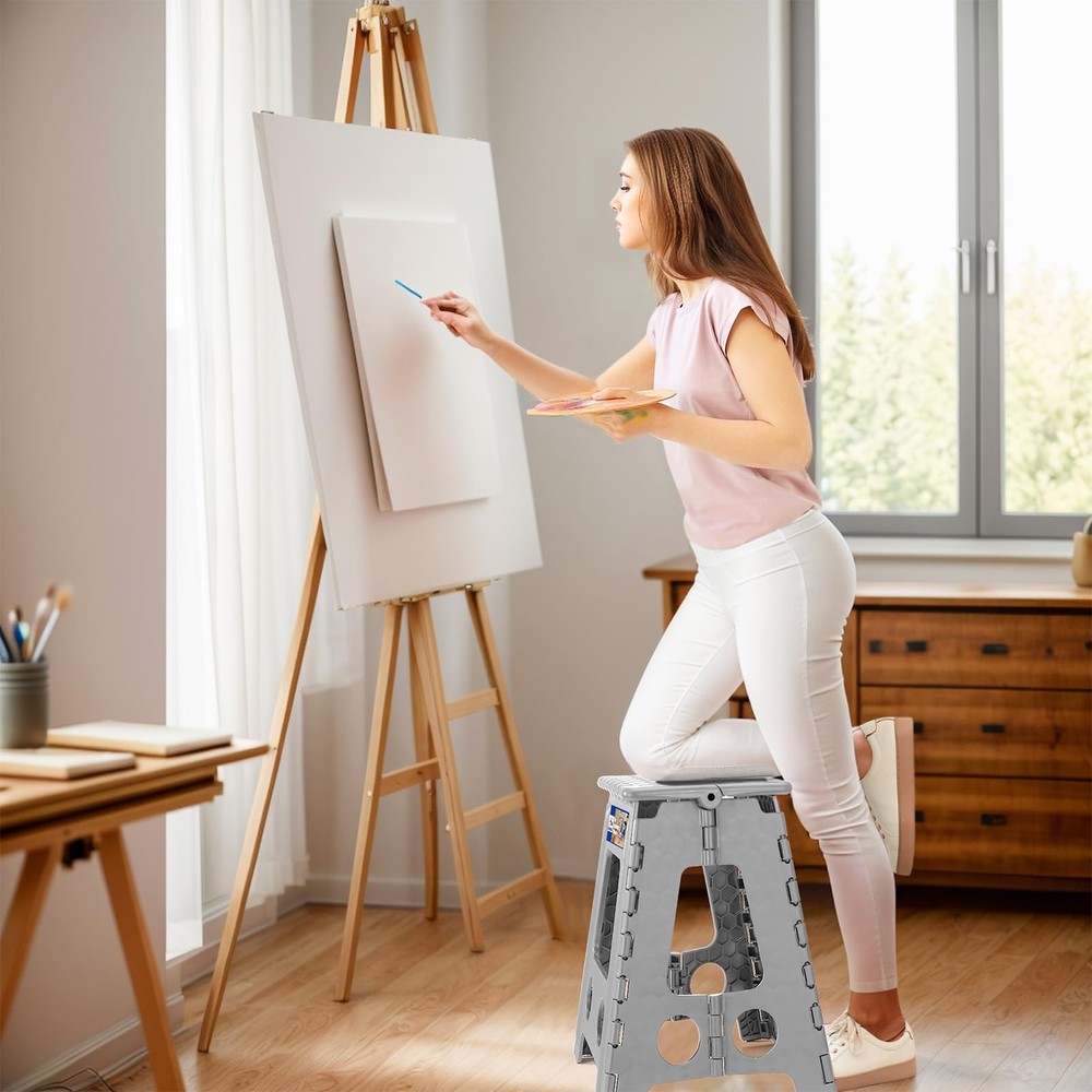 Folding Step Stool Foldable 16 Inch Stool 400 lbs CapacityPlastic Stools for ...