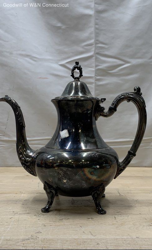 E.G. Webster & Son Silver Plate Coffee Pot Footed Victorian Style 11.5" H