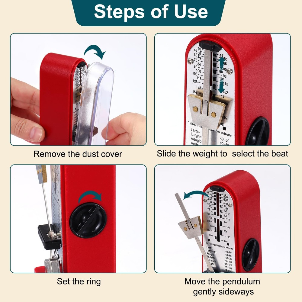 Mini Mechanical Metronome,High Accuracy Professional Musical Timer Universal ...