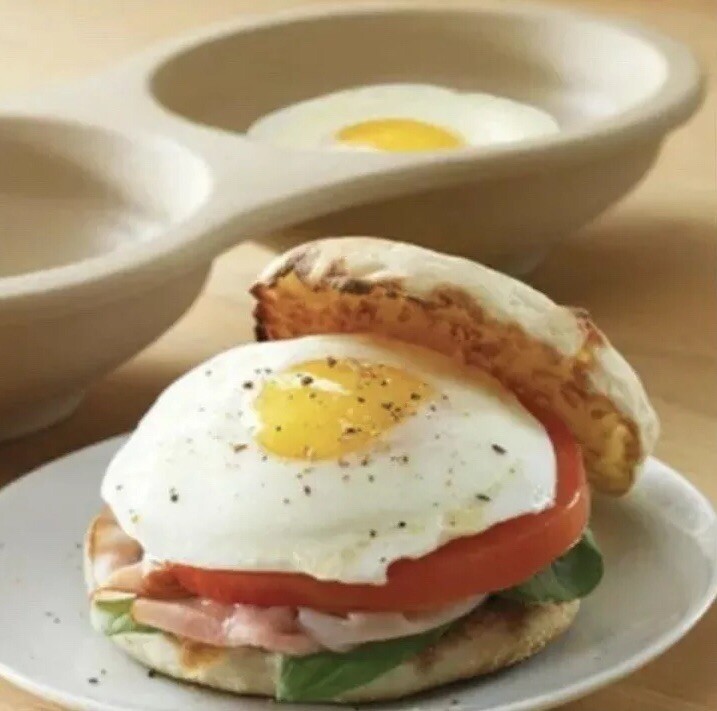 PAMPERED CHEF Microwave Double Egg Stoneware Cooker #5151