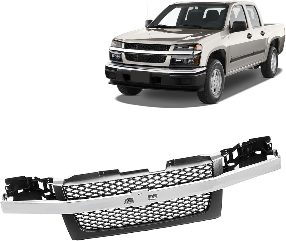 Front Grille Grill with Dark Gray Mesh Insert Compatible with 2004-2012 Chevrole