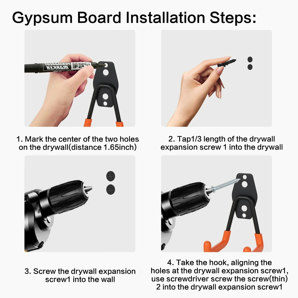 12Pack Garage Tool Organizer Wall Mount Hooks Adjustable Storage Holders Hooks