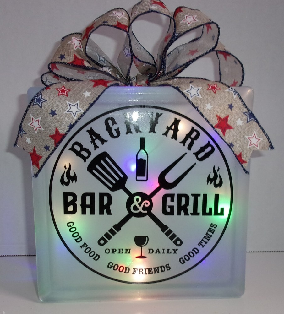 Backyard Bar & Grill Lighted Glass Block