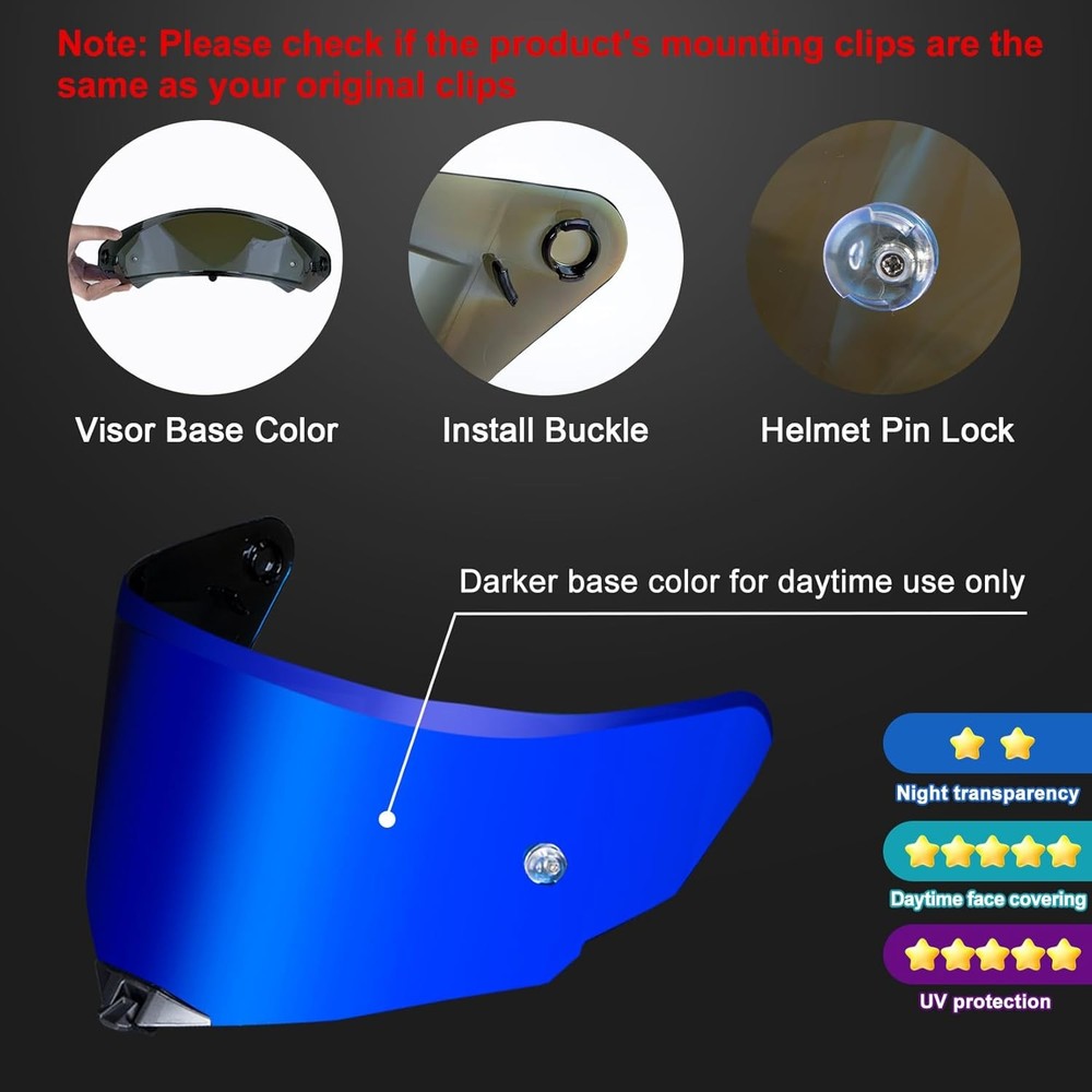 Helmet Tinted Visor Face Shield Replacement for TT-Revo, Deep Blue