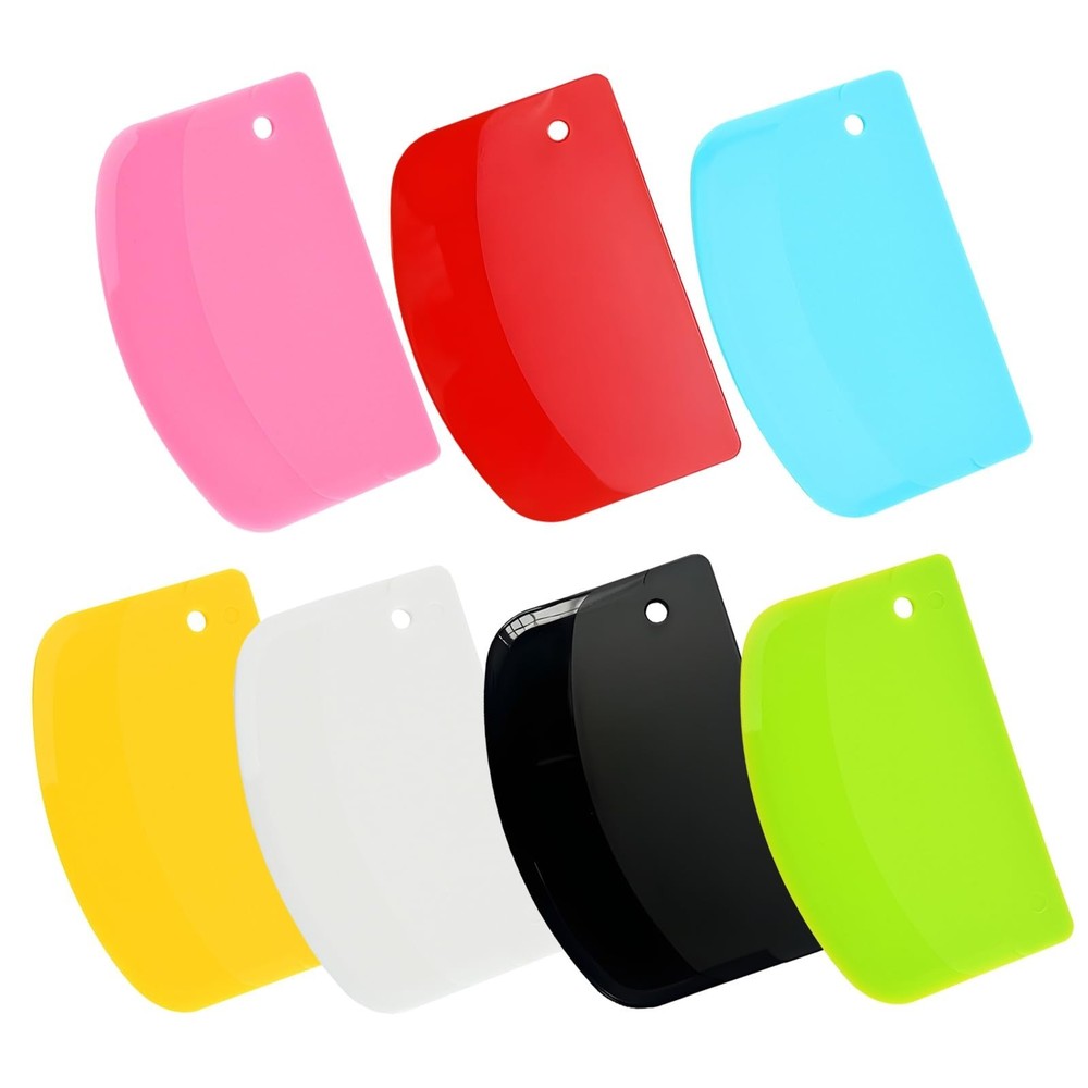 7PCS Dough Scraper Set, Plastic Bench Scraper, Multipurpose Bowl Scraper for ...