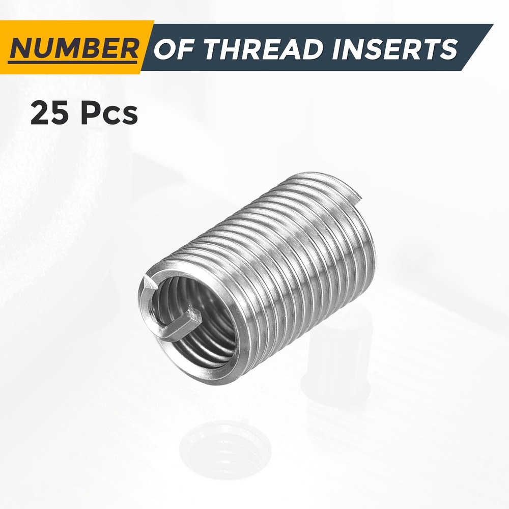 25pcs Wire Thread Inserts M5 x 0.8 x 3D Metric Helical Threaded Sleeve