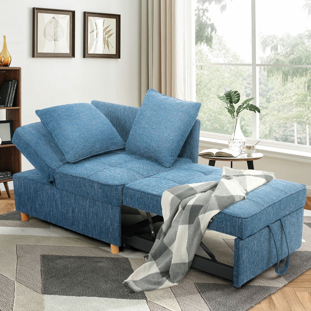 4-in-1 Folding Ottoman Sofa Bed, Convertible Chair Multi-Function Sleeper Sofa:】