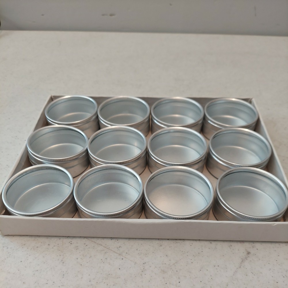12 2"×1" Tin Cotainers With Clear Covers
