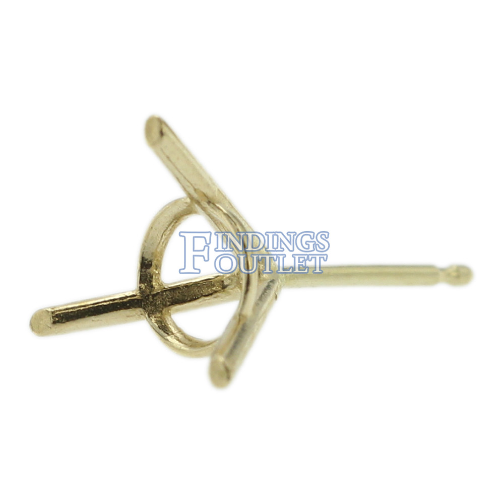 14k Yellow Gold Round Martini Stud Earring Mounting Setting Push Back Post