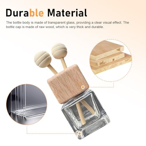 Car Vent Diffuser Clips, Refillable Empty Glass Bottles with 4 PCS Transparent