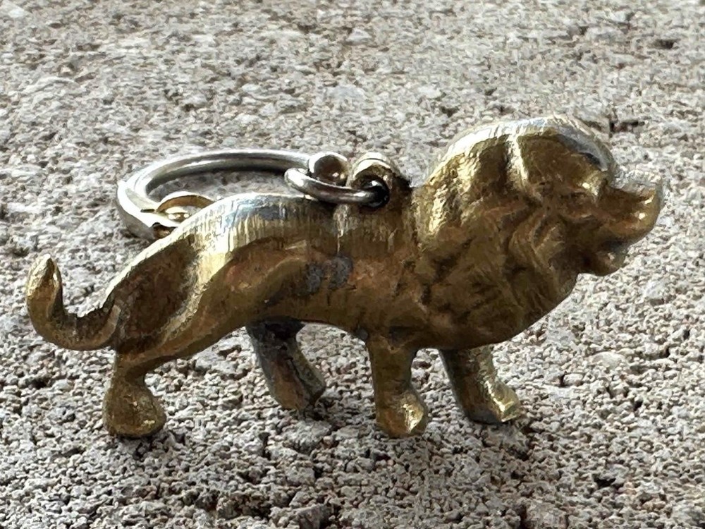 Vintage Brass Lion Key Chain