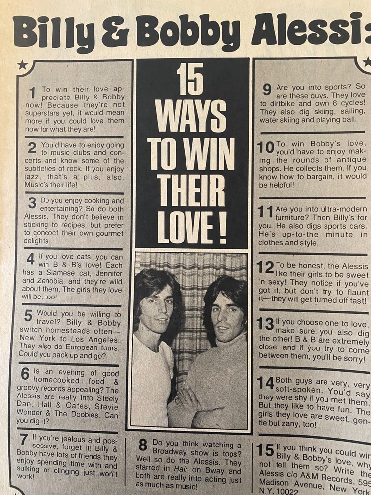 Billy and Bobby Alessi, Brothers, Twins, Alessis, Full Page Vintage Clipping