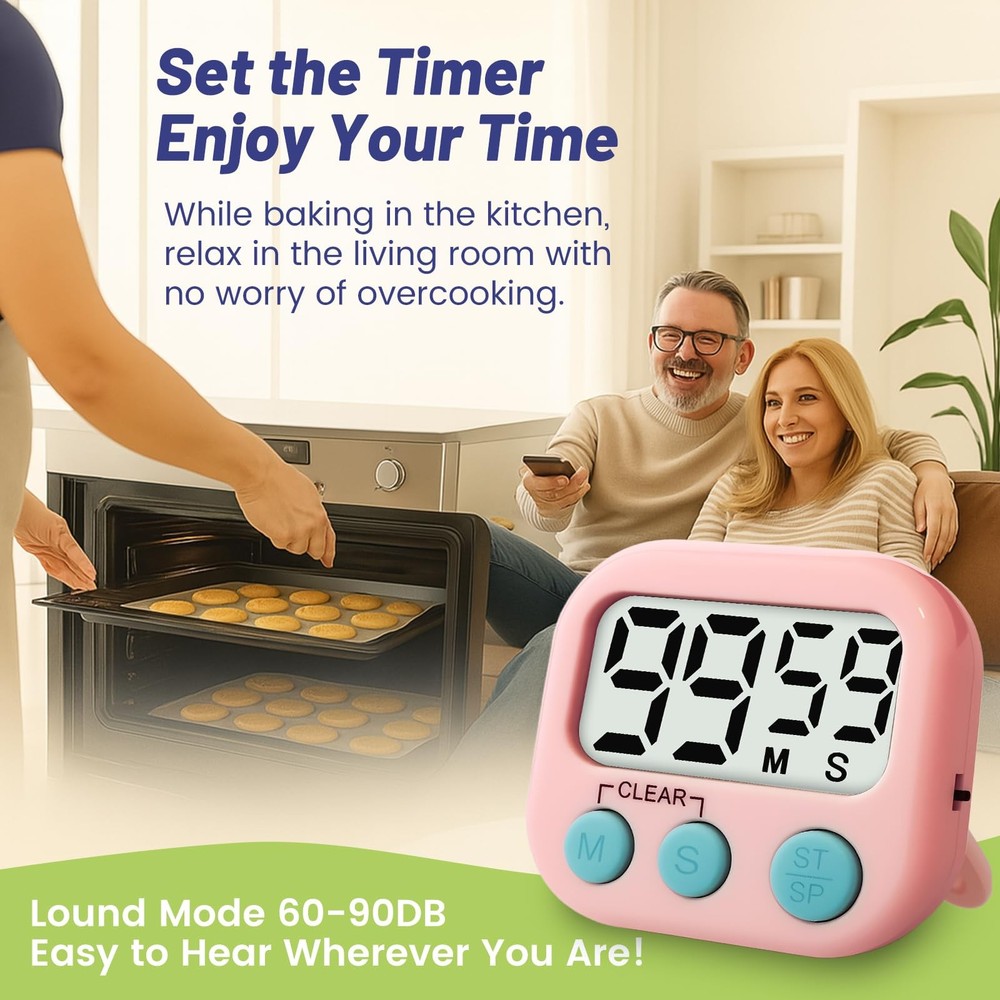 2 Pack Digital Timer Magnetic Kitchen Timers for Cooking Teachers Classroom