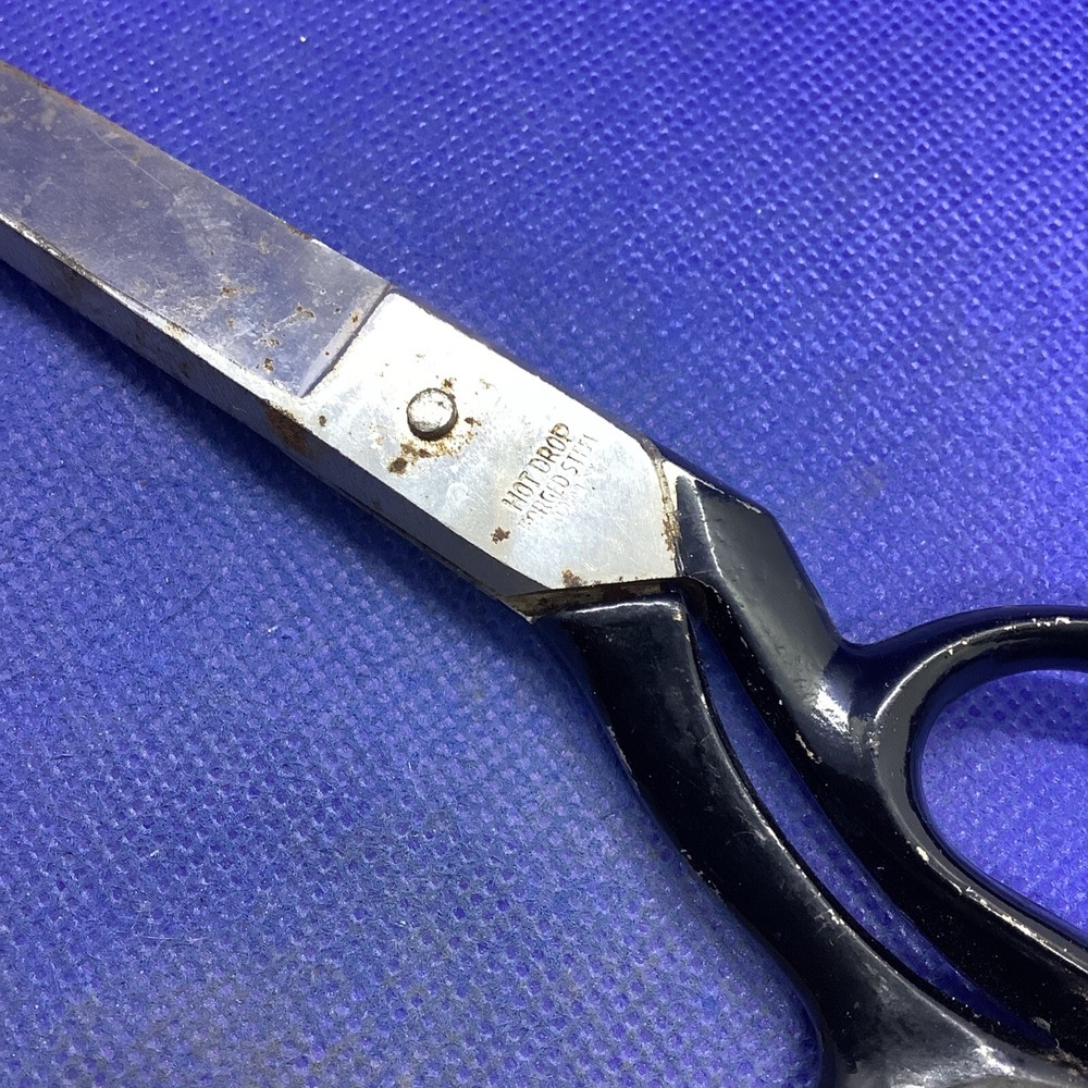 Vintage Sammann 8" Scissors Three Finger Cutting Black Handle Steel