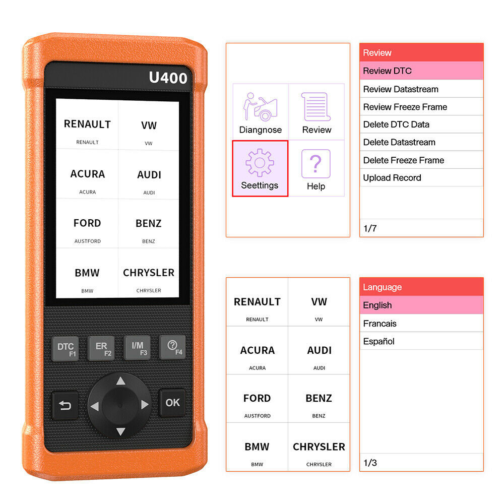 LAUNCH U400 OBD2 Scanner Code Reader Injection ENGINE System OIL EPB Diagnostic