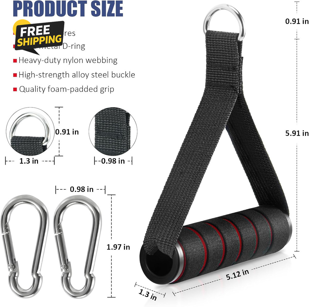 2 Pack Upgraded Exercise Handles, Gym Equipment for Cable Machine Attachments