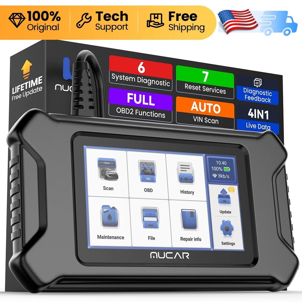 Mucar CS6 Auto OBD2 Scanner ABS SRS Car Diagnostic Tool Code Reader Free Update