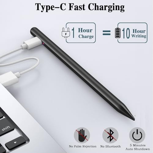 Stylus Pen for Android, POM Tip Tablet Pencil for iOS/Android,Rechargeable