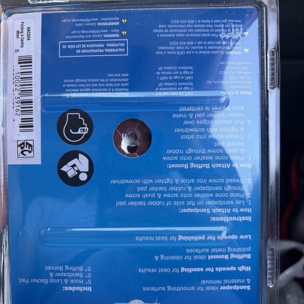 Hart 5" Polishing & Sanding Wheel Set- Includes Buffer, Sander, & Backing Pad