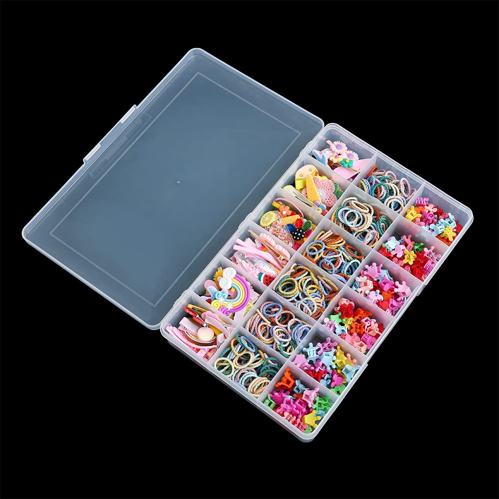 2 Pack Fixed 18 Grids Clear Plastic Compartment Container Case, Transparent O...