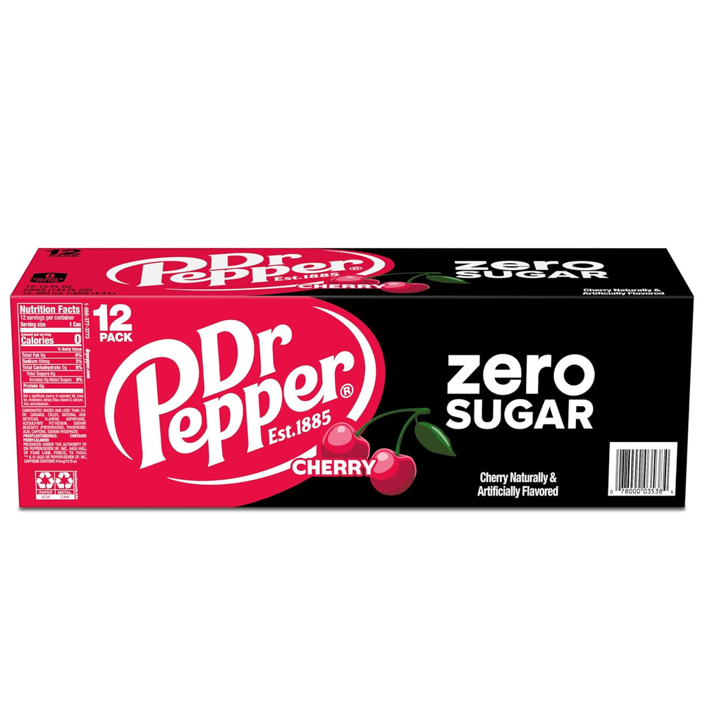 Cherry Zero Sugar Soda, 12 Fl Oz Cans, 12 Pack
