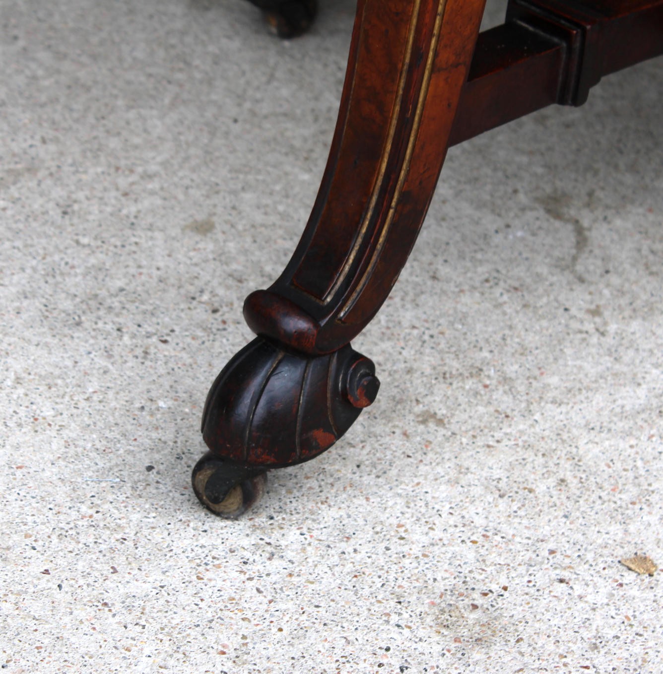 Antique Victorian Renaissance Revival Parlor table with framed Brown Marble top