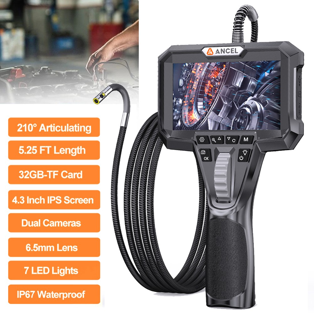 ANCEL AN302 Waterproof 6 5MM Endoscope Camera Two Way Articulating Borescope