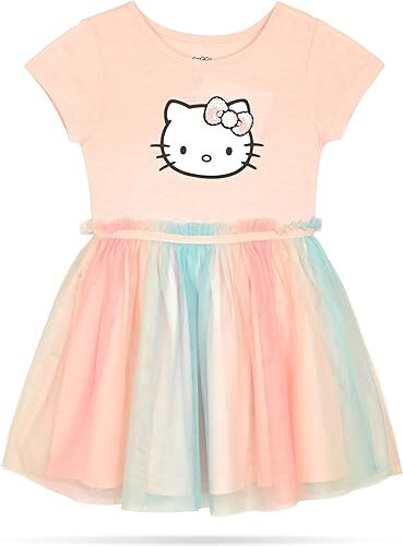 Hello Kitty Girls and Toddlers' Short Sleeve Tutu Dress Casual Party Tulle Skirt