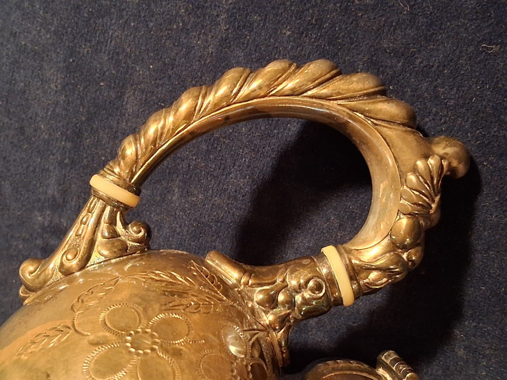 Victorian ROGERS BROS Floral Triple Silver Plate Tea Pot Pattern #1985/5