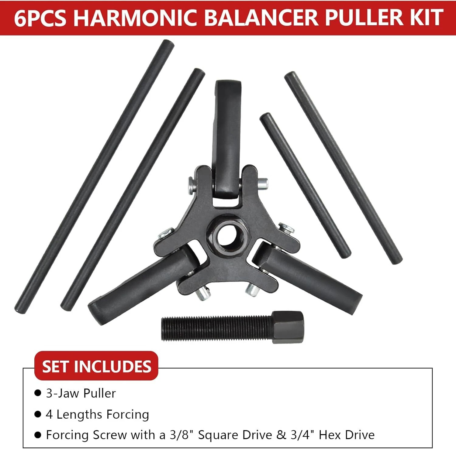 Harmonic Balancer Puller Crank Pulley Removal Kit Engine Motor Rod Auto LS GM US
