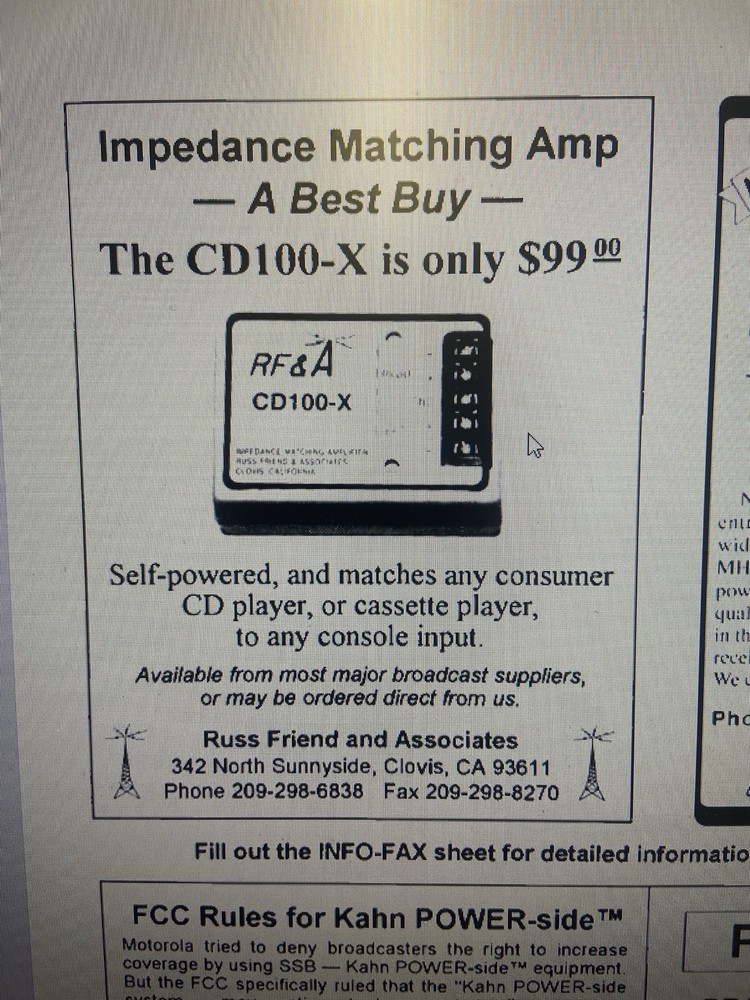 RF & a CD100-X Impedance Matching Amplifier