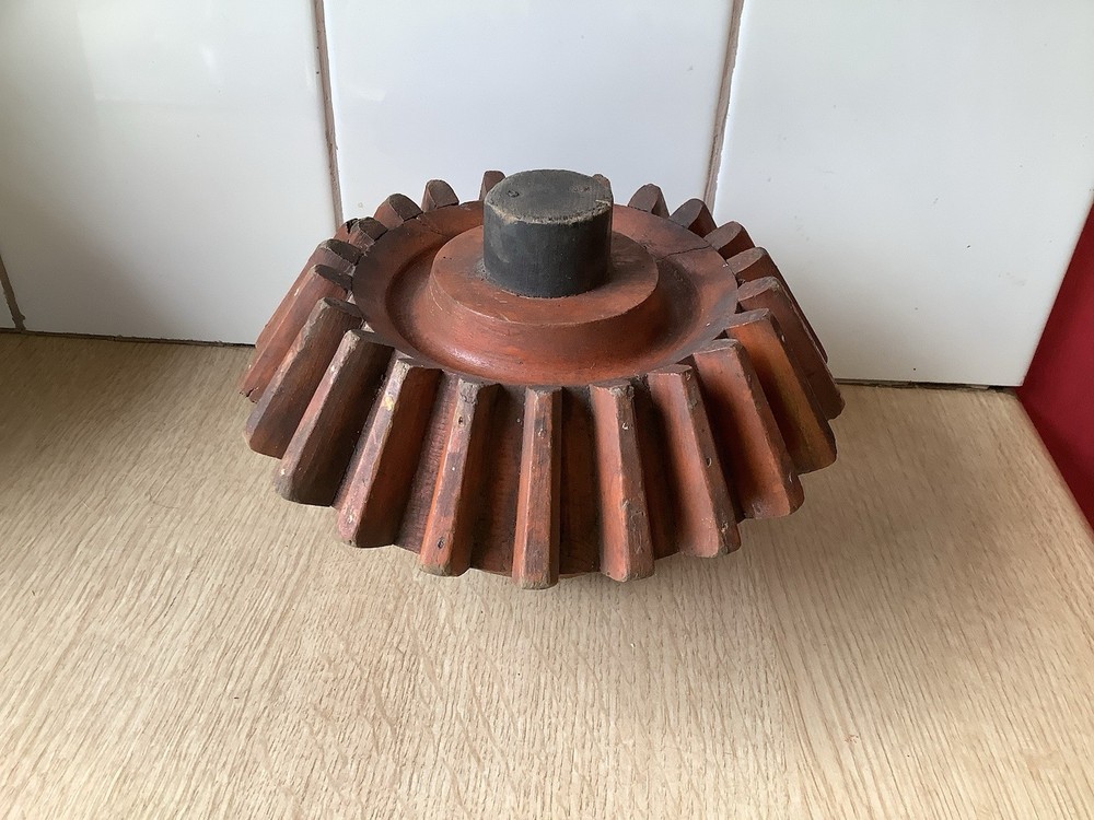 Antique wooden foundry casting cog wheel pattern