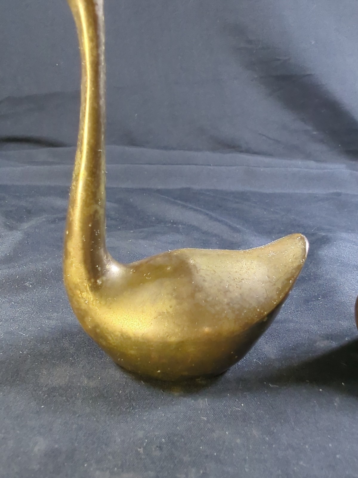 Pair Of Vintage Miniature solid Brass Swan Figurines Mid Century Modern Unique
