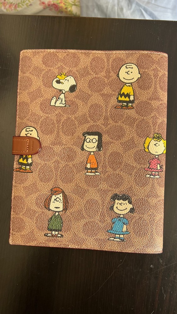 COACH NOTEBOOK PEANUTS Collaboration Canvas Leather Notebook Cover Snoopy Brown