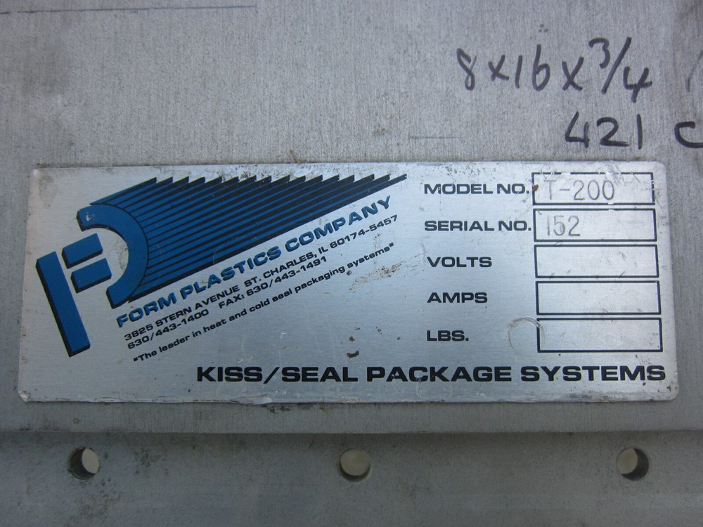 Form Plastics 000415A 000749 Plate, Used