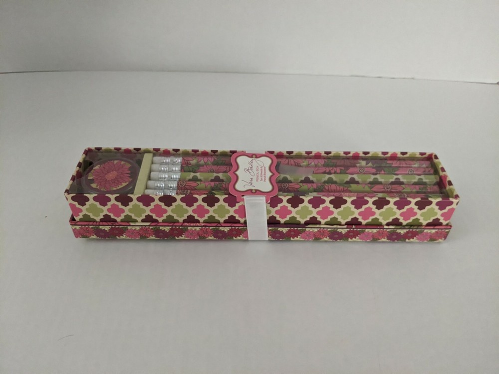 Vera Bradley PENCIL BOX SET 10 pencils & sharpener ** SEALED **