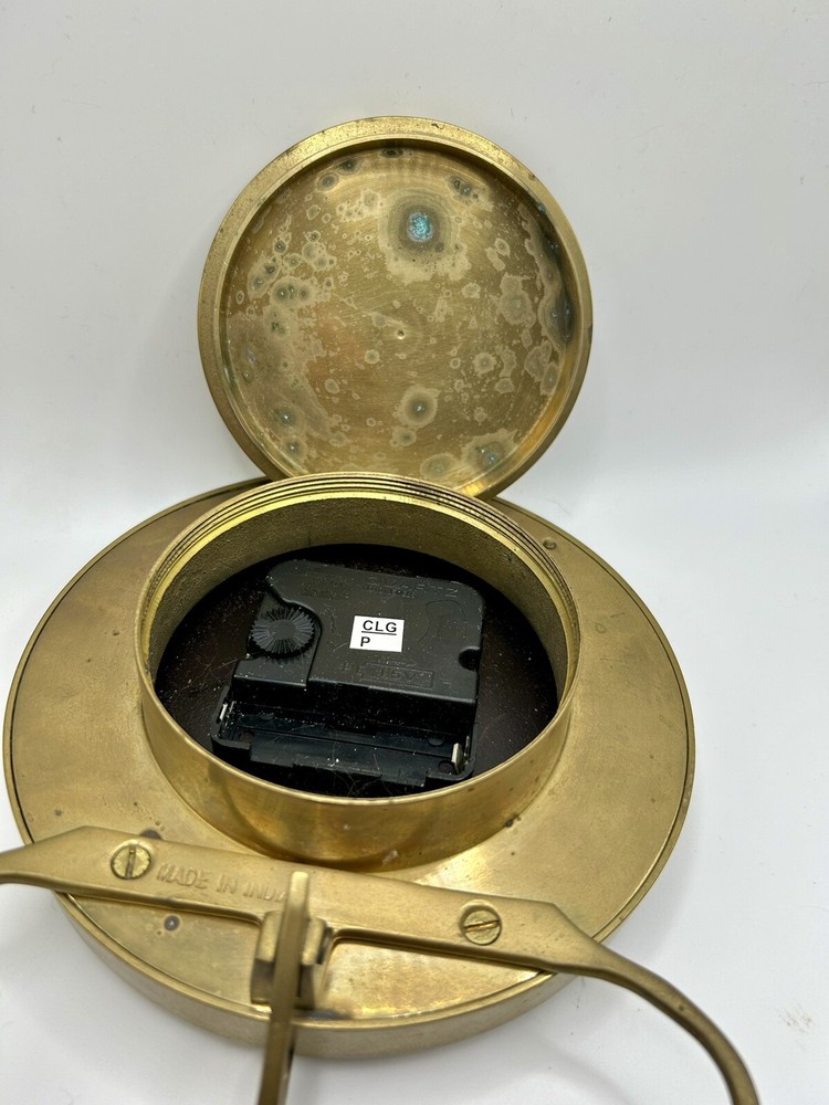 Vintage Heavy Solid Brass Table/ Mantle Clock Made In India, Tested