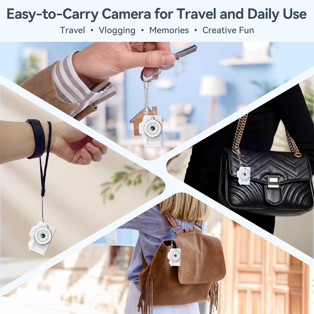 Tiny Digital Camera, Vintage Mini Keychain Camera for Teens & Beginners, Cute Po