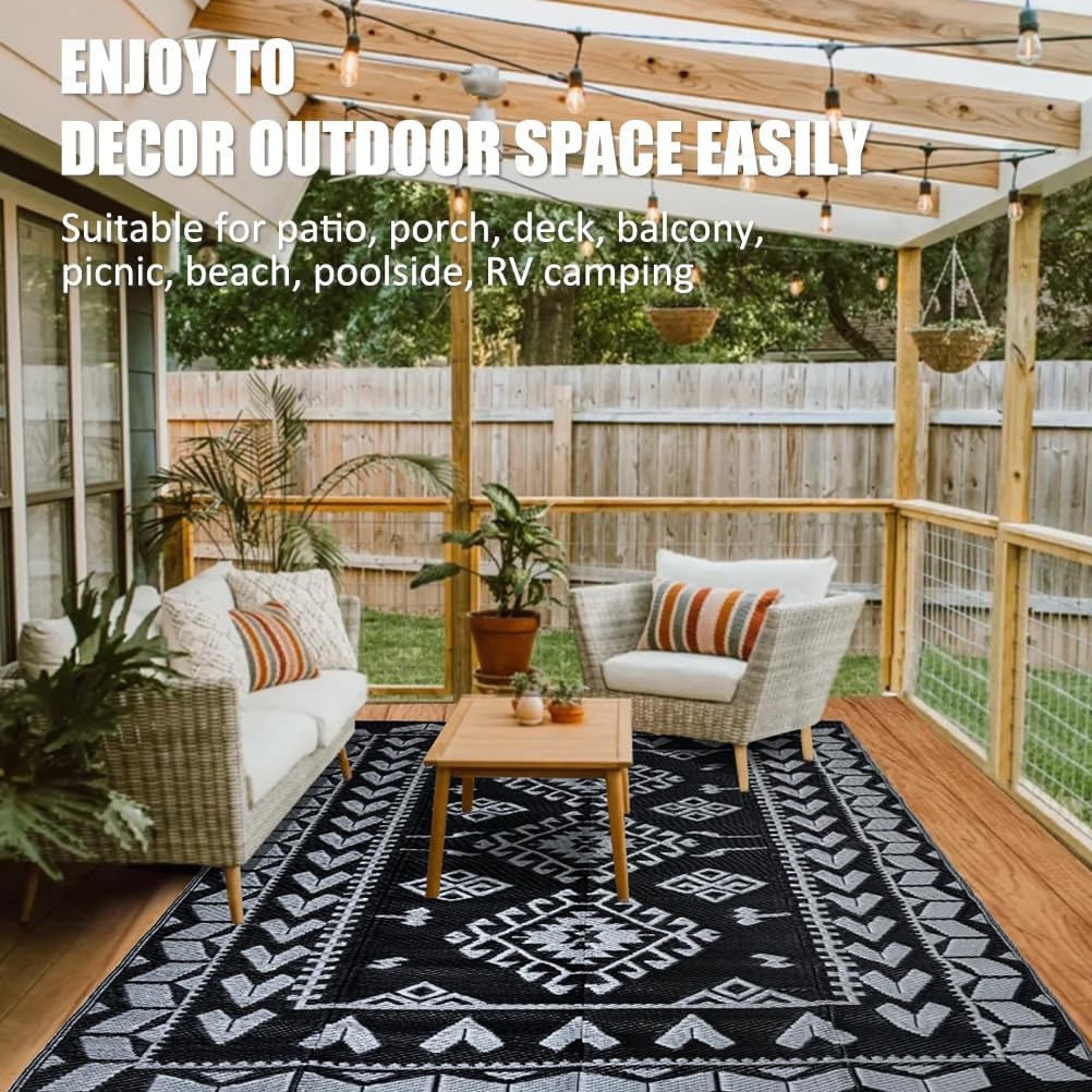 Outdoor Rugs for Patio Clearance - 5'x8' Waterproof Reversible Indoor Outdoor...
