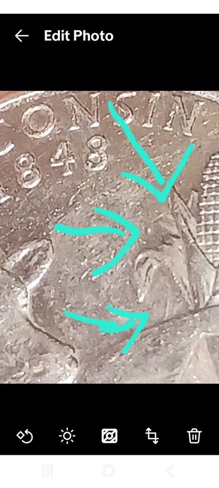 2004 P Wisconsin State quarter with leaf error, mint error 1st p mint leaf error