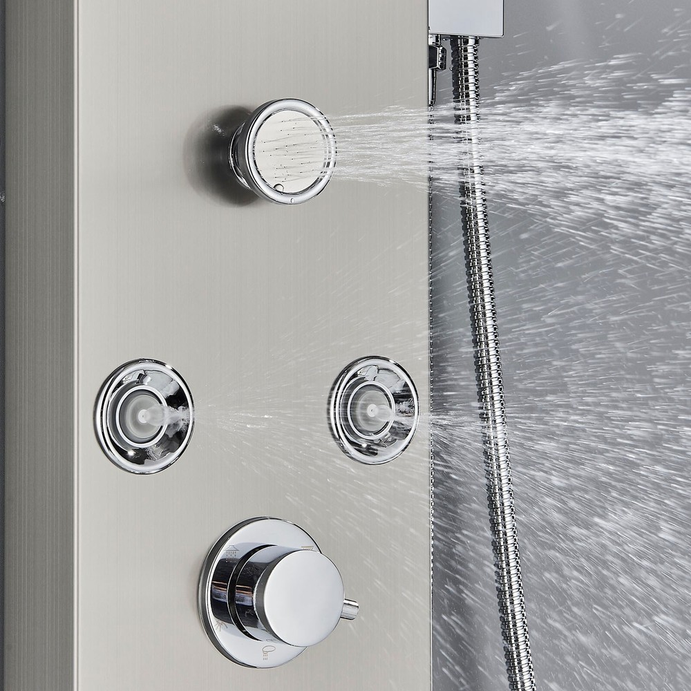 LED Shower Panel Tower System Stainless Steel 6-Function Faucet Handheld Sprayer