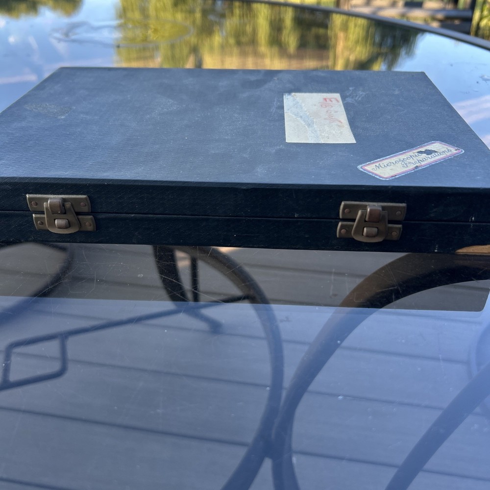 Microscopic Preparations Antique Microscope Slide Carrying Case Black