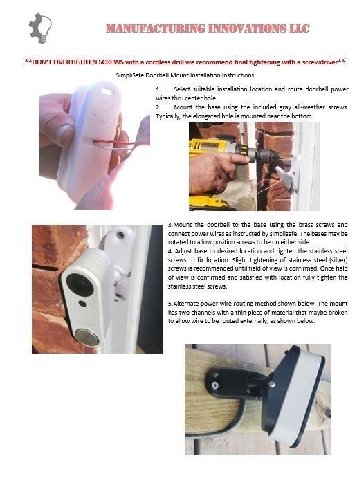 Simplisafe Adjustable Mount, Doorbell Camera Mount