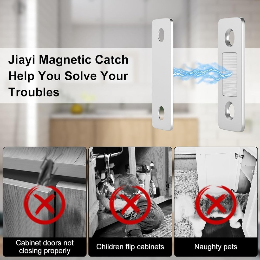 Ultra Thin Magnetic Door Catch 4-Pack - Secure & Discreet Cabinet Solution