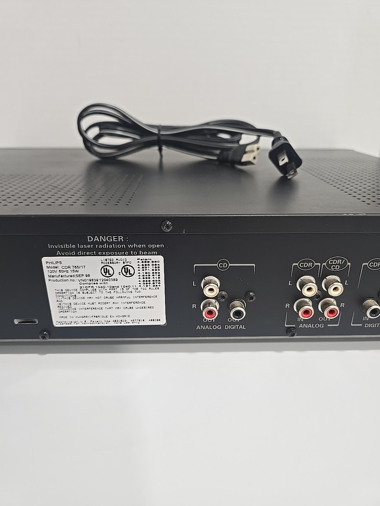 Philips CDR 765 Audio Compact Disc Recorder Tested WORKING / No Remote