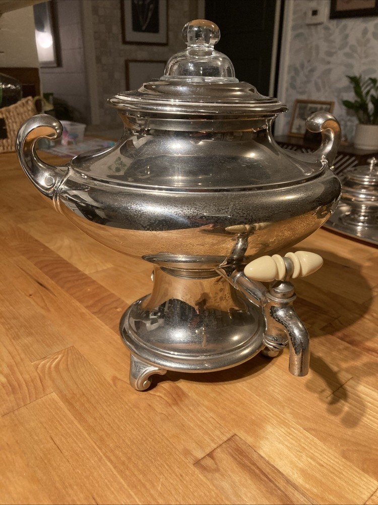 1924 Universal E9239 Coffee Percolator Set - 5pc Aladdin Urn - Mint Glass/Tray